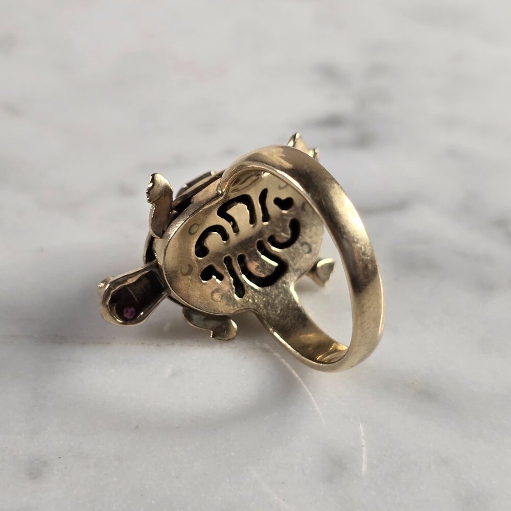 Womens Vintage Estate 14K Yellow & Rose Gold Turtle Ring 7.9g E4373 - Picture 4 of 6